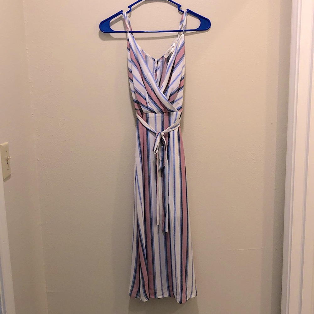 NWOT blue, pink, and white striped dress